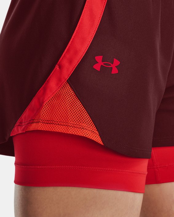 Women's UA Play Up 2-in-1 Shorts, Red, pdpMainDesktop image number 3
